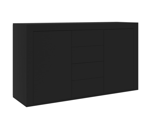 Aparador de madera contrachapada negro 120x36x69 cm