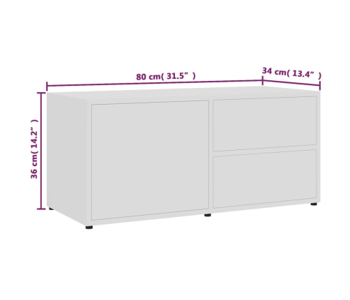 Mueble para TV madera contrachapada blanco 80x34x36 cm