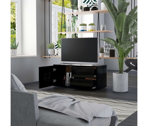 Mueble para TV madera contrachapada negro 80x34x36 cm