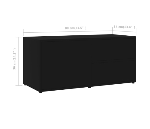 Mueble para TV madera contrachapada negro 80x34x36 cm