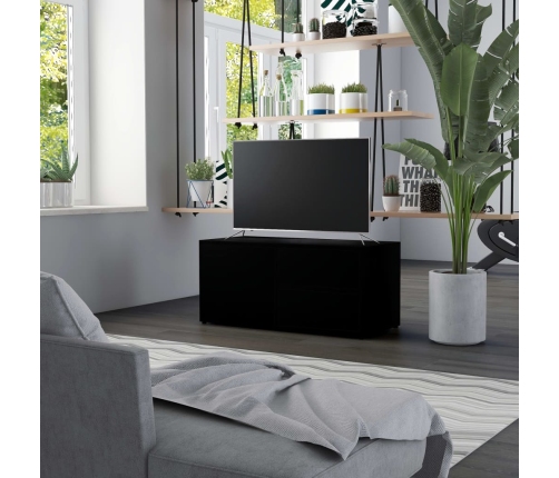 Mueble para TV madera contrachapada negro 80x34x36 cm