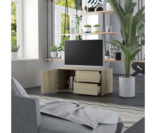 Mueble para TV madera contrachapada color roble 80x34x36 cm