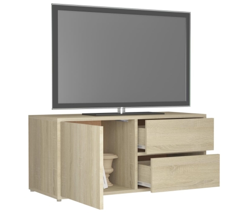 Mueble para TV madera contrachapada color roble 80x34x36 cm