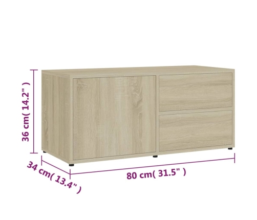 Mueble para TV madera contrachapada color roble 80x34x36 cm