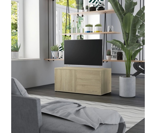 Mueble para TV madera contrachapada color roble 80x34x36 cm