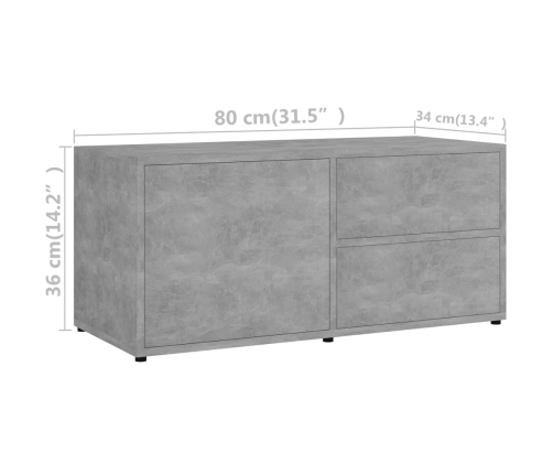 Mueble para TV madera contrachapada gris hormigón 80x34x36 cm