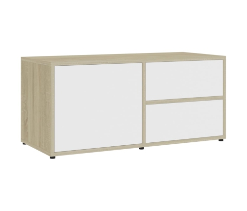 Mueble para TV madera contrachapada blanco y roble 80x34x36 cm