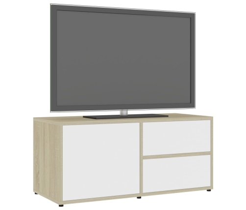 Mueble para TV madera contrachapada blanco y roble 80x34x36 cm