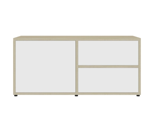 Mueble para TV madera contrachapada blanco y roble 80x34x36 cm