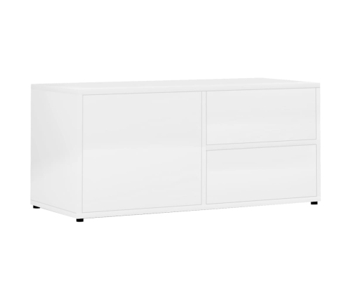 vidaXL Mueble TV madera contrachapada blanco brillante 80x34x36 cm