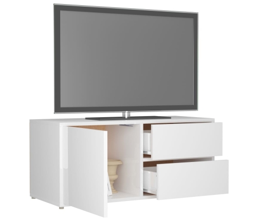 vidaXL Mueble TV madera contrachapada blanco brillante 80x34x36 cm