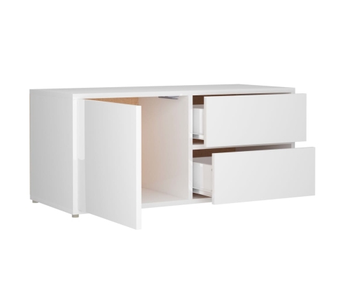 vidaXL Mueble TV madera contrachapada blanco brillante 80x34x36 cm