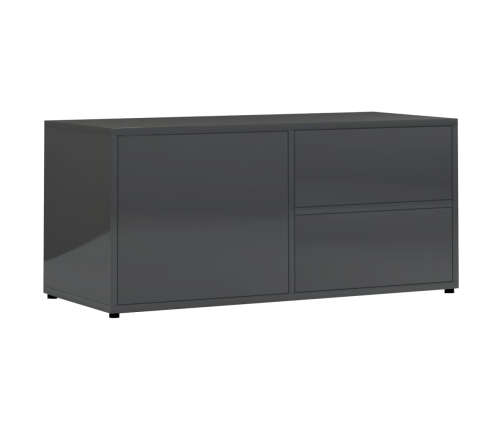 Mueble TV madera contrachapada gris brillante 80x34x36 cm