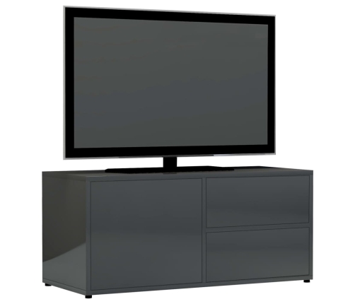 Mueble TV madera contrachapada gris brillante 80x34x36 cm