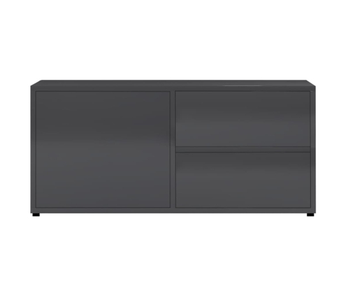 Mueble TV madera contrachapada gris brillante 80x34x36 cm