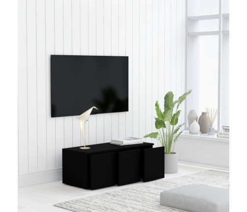 vidaXL Mueble para TV madera contrachapada negro 80x34x30 cm