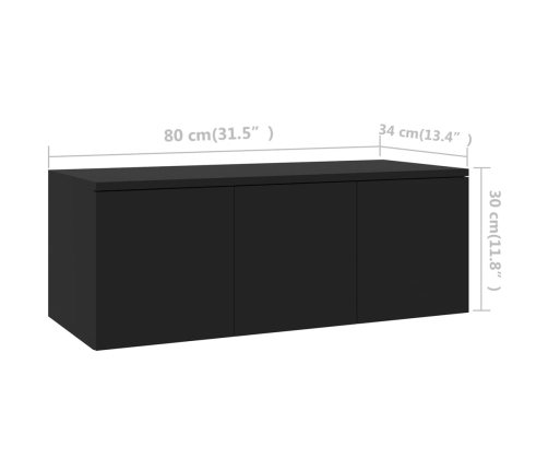 vidaXL Mueble para TV madera contrachapada negro 80x34x30 cm