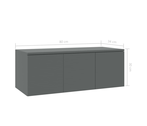 Mueble para TV madera contrachapada gris 80x34x30 cm