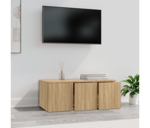 vidaXL Mueble de TV madera contrachapada color roble 80x34x30 cm