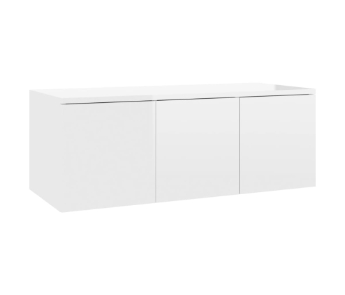 Mueble TV madera contrachapada blanco brillante 80x34x30 cm