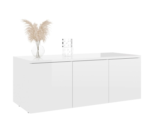 Mueble TV madera contrachapada blanco brillante 80x34x30 cm