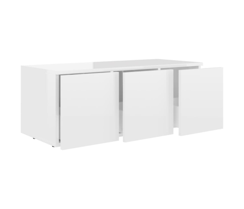 Mueble TV madera contrachapada blanco brillante 80x34x30 cm