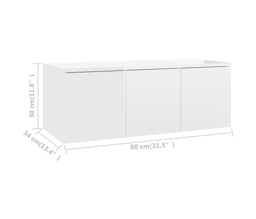 Mueble TV madera contrachapada blanco brillante 80x34x30 cm