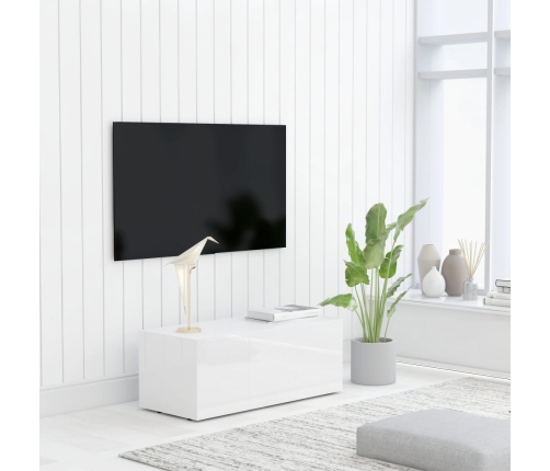 Mueble TV madera contrachapada blanco brillante 80x34x30 cm