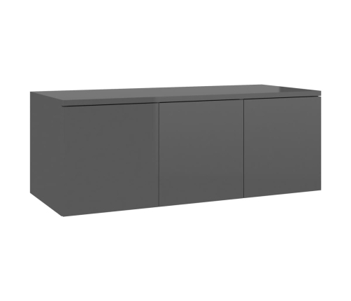 Mueble TV madera contrachapada gris brillante 80x34x30 cm