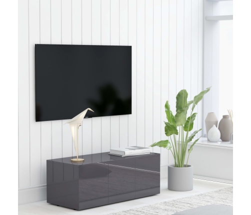 Mueble TV madera contrachapada gris brillante 80x34x30 cm