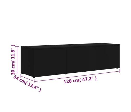 Mueble para TV madera contrachapada negro 120x34x30 cm