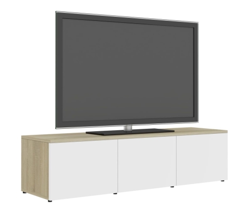 vidaXL Mueble para TV madera contrachapada blanco y roble 120x34x30 cm