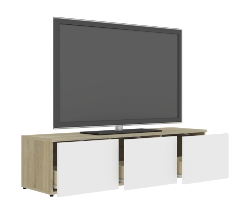 vidaXL Mueble para TV madera contrachapada blanco y roble 120x34x30 cm