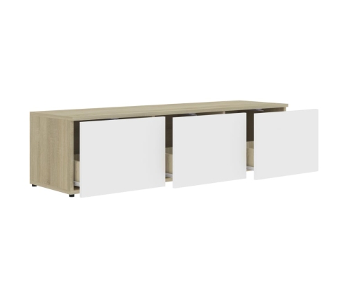 vidaXL Mueble para TV madera contrachapada blanco y roble 120x34x30 cm