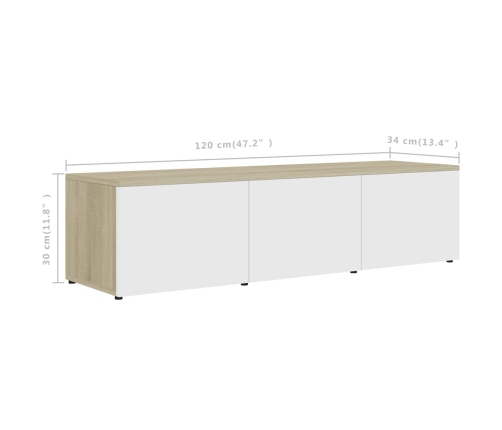 vidaXL Mueble para TV madera contrachapada blanco y roble 120x34x30 cm