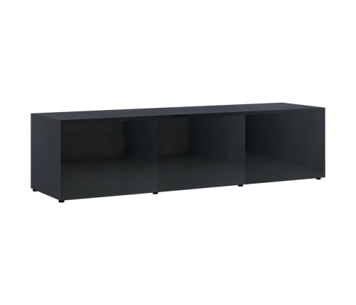 Mueble TV madera contrachapada negro brillante 120x34x30 cm