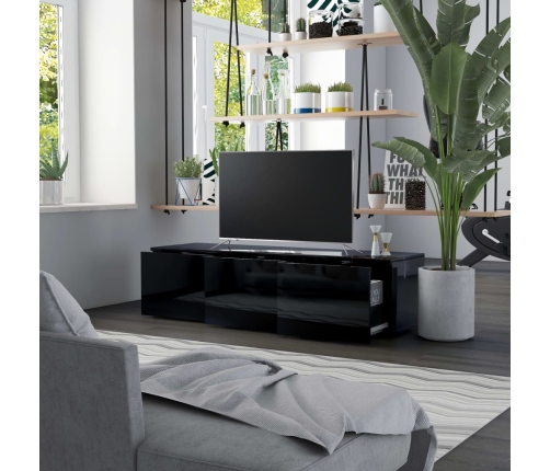 Mueble TV madera contrachapada negro brillante 120x34x30 cm