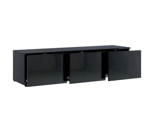 Mueble TV madera contrachapada negro brillante 120x34x30 cm