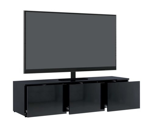 Mueble TV madera contrachapada negro brillante 120x34x30 cm