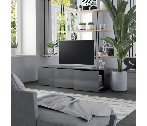 Mueble para TV madera contrachapada gris brillante 120x34x30 cm