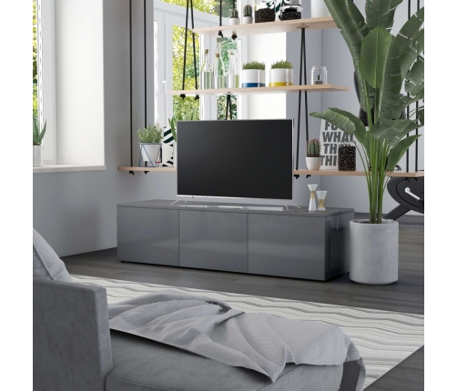 Mueble para TV madera contrachapada gris brillante 120x34x30 cm