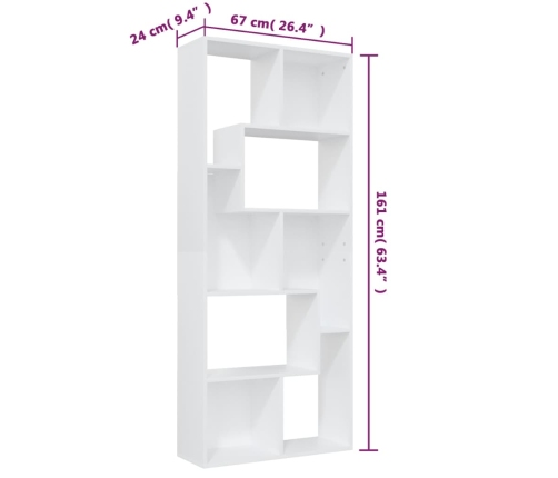 vidaXL Estantería librería madera contrachapada blanco 67x24x161 cm