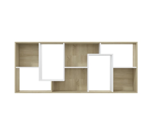 Estantería de madera contrachapada blanco y roble 67x24x161 cm