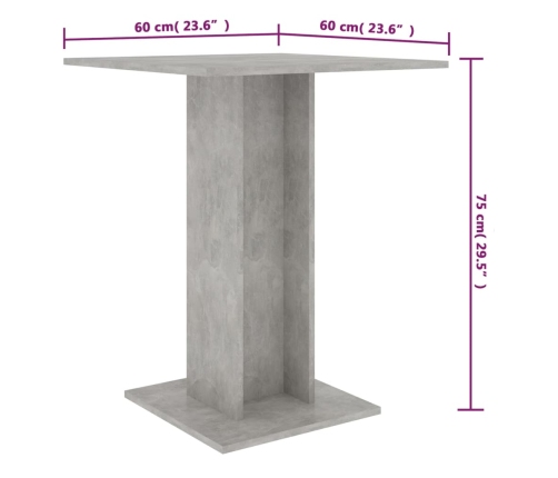 Mesa de bistró de madera contrachapada gris 60x60x75 cm