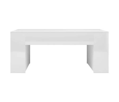 Mesa de centro madera contrachapada blanco brillo 100x60x42 cm