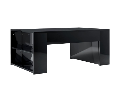 Mesa centro madera contrachapada negro brillante 100x60x42 cm