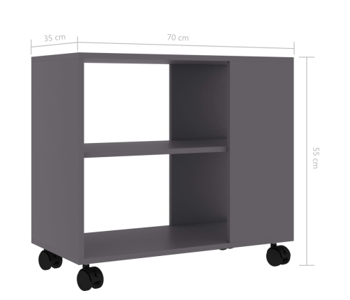 Mesa auxiliar de madera de ingeniería gris 70x35x55 cm