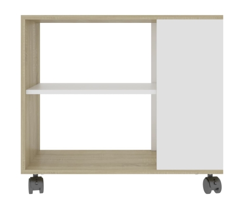 vidaXL Mesa auxiliar de madera contrachapada blanco roble 70x35x55 cm