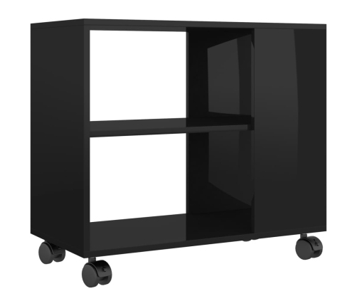 vidaXL Mesa auxiliar madera contrachapada negro brillante 70x35x55 cm