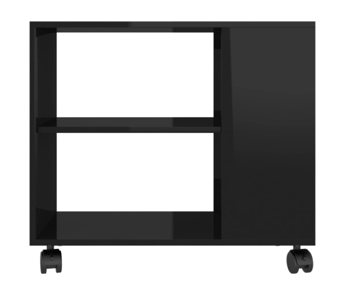 vidaXL Mesa auxiliar madera contrachapada negro brillante 70x35x55 cm